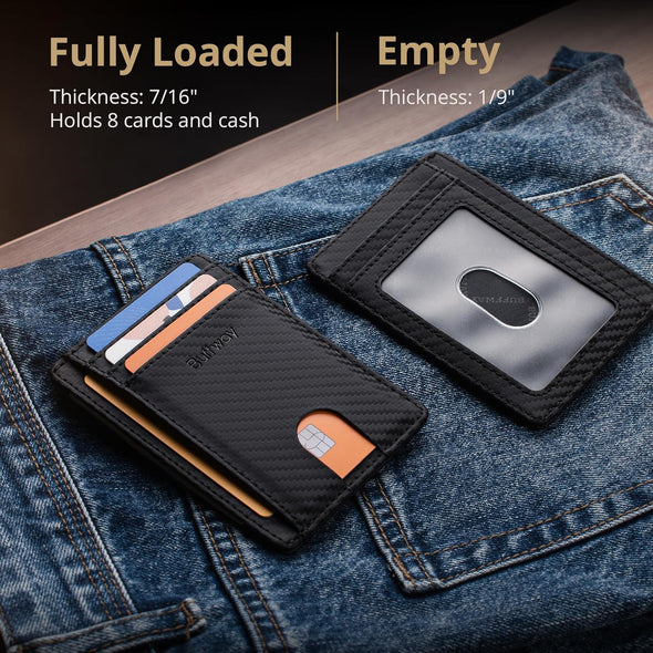 Buffway Slim Minimalist Front Pocket RFID Blocking Leather Wallets for Men and Women