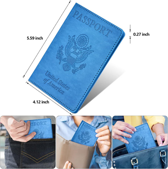 Eoehro 2Pack Passport Holder Wallet Cover Case, Travel Essentials for Women and Men