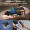 Slim Wallet for Men - Minimalist Mens Wallet with Money Clip, Aluminum Pop up Card Case and Leather Slots Credit Card Holder RFID Blocking Wallet for Men with Gift Box