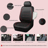 CAR PASS Universal FIT Piping Leather Two Front Seat Covers, Waterproof Faux Leather for SUV Sedan Van Truck, Airbag Compatible,Reserved Opening Holes for Headrest Covers. (Black Red)