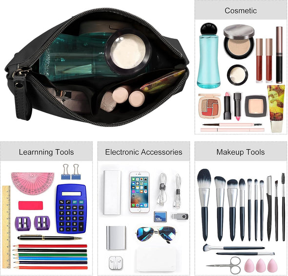 Cosmetic Bags for Women Small Makeup Bag for Purse Pu Leather Makeup Pouch Travel Makeup Bag with Zipper Make up Bag for Travelling