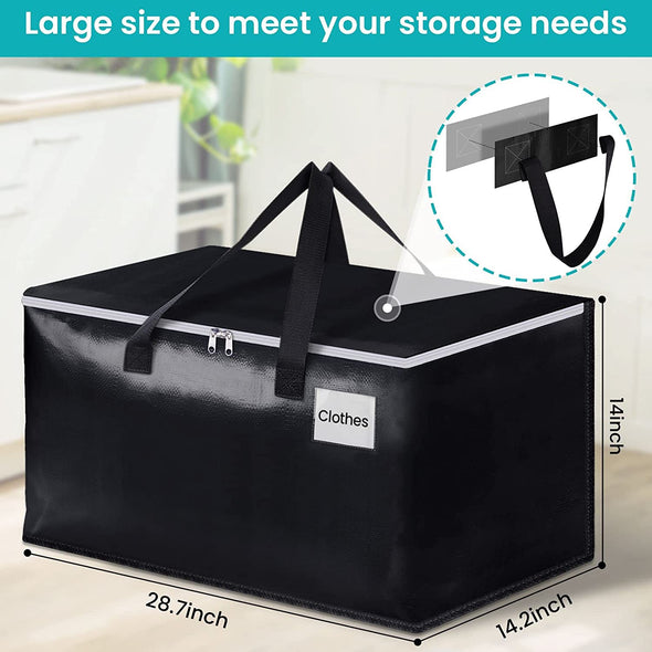 Extra Large Moving Boxes-Moving Bags with Zipper, Carrying Handles and Tag Pocket-Moving Supplies for Space Saving-Totes for Storage - for Moving, Storage, Camping and Travel 93L-4 Pack