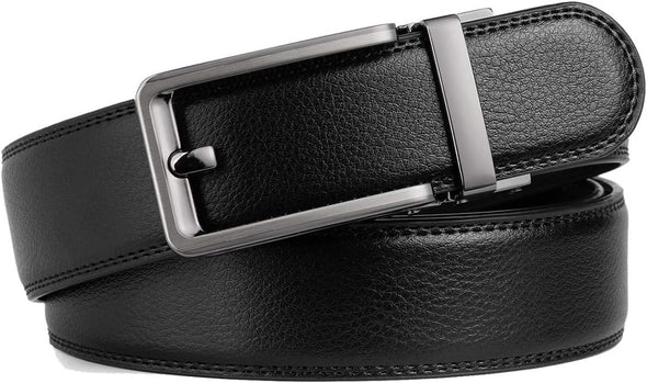 Founders & C Men'S Leather Ratchet Comfort Click Belt Dress with Slide Buckle -Adjustable Trim to Fit