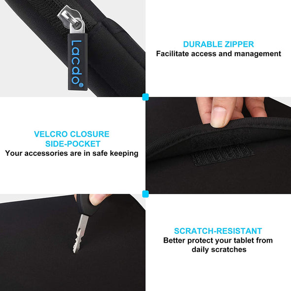Lacdo Tablet Sleeve Case for 11 Inch Ipad A16 / 11 Inch Ipad Air M3 M2 / 11 Inchs Ipad Pro M4 / 10.9" Ipad / 10.2" Ipad / 10.9" Ipad Air / 11 Inch Samsung Galaxy Tab A9+ Bag, Fit Magic Keyboard, Black