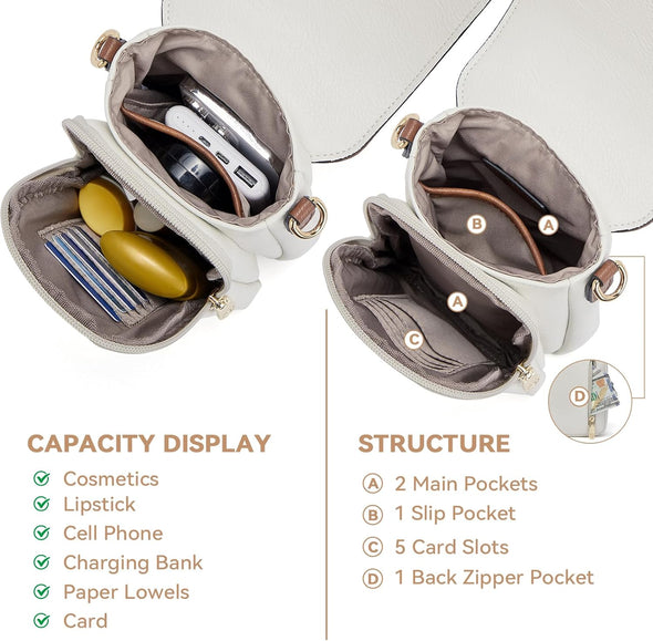 BOSTANTEN Small Crossbody Bags for Women Cell Phone Purse Leather Wallet Handbags with Card Slots