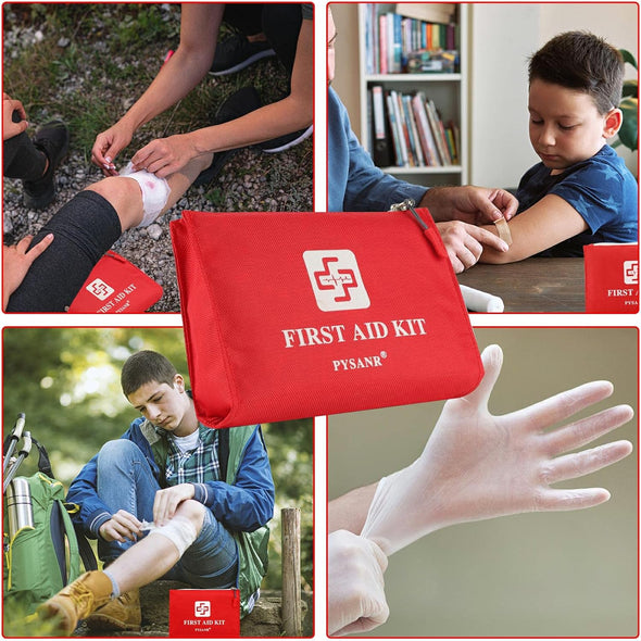Small First Aid Kit, 150 Piece with Foil Blanket, Scissors First Aid Bag for Emergency, Home, Camping, Travel, Sports, Office, Outdoor, Car, School