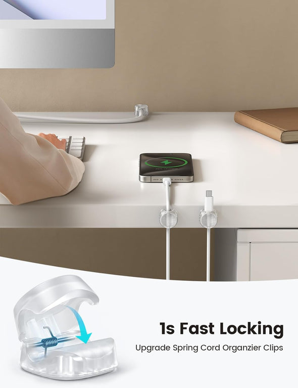 6Pack Cord Organizer, Desk Accessories - Lamicall Clear Desktop Cord Management, Mother'S Day for Mother, Office Workspace Organizer Accessories, Nightstand Wire Keeper Desk Decor, Office Must Haves