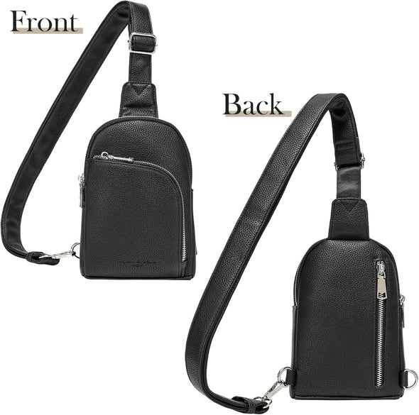 INICAT RFID Blocking Sling Bag Leather Crossbody Bags for Women Fanny Pack Cross Body for Woman Chest Bag for Travel 1.9L