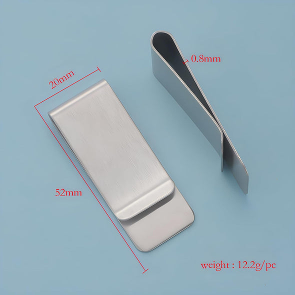 Small Men'S Slim Money Clip, Stainless Steel Credit Business Card Holder, Pocket Cash Wallet, 2-Inch