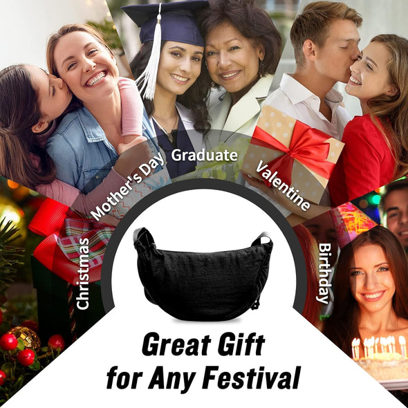 Small Nylon Crescent Crossbody Purses Bag for Women Men Trendy,Travel Sling Bag