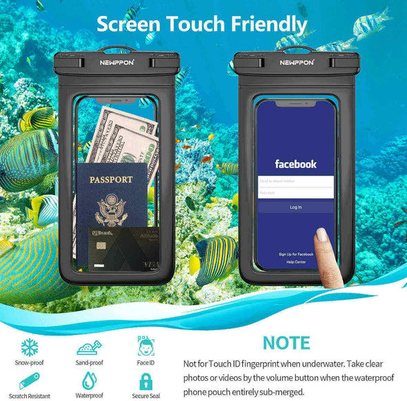 4 Pack Waterproof Cell Phone Pouch - Universal Water Proof Dry Bag Case with Neck Lanyard - Underwater Clear Cellphone Holder Large Protector for Iphone Samsung Galaxy for Beach Pool Swimming