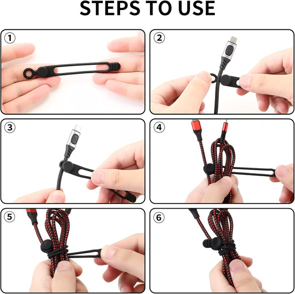 [20Park]Umust Silicone Cable Ties, Reusable Cable Management Organizer, Cord Tie,Multipurpose Elastic Cord Organizer for Bundling and Fastening Cable Cords Wires(Black)