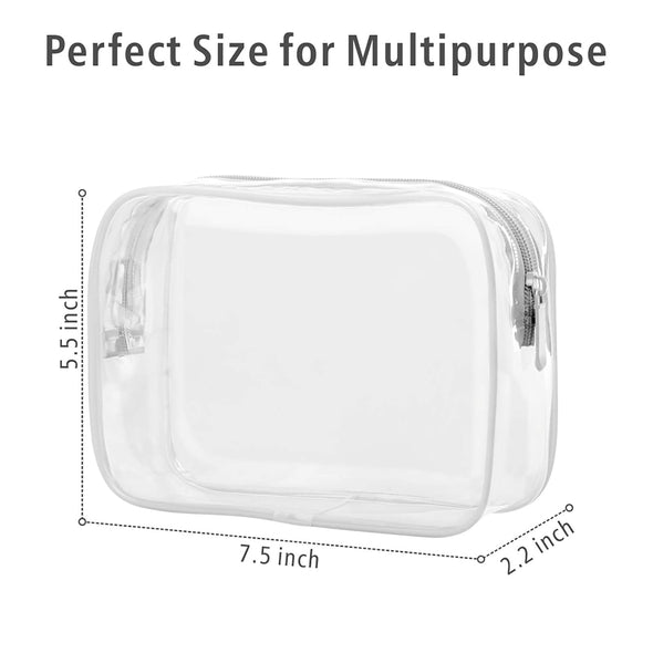 PACKISM Clear Toiletry Bag, 3 Pack TSA Approved Toiletry Bag Quart Size Bag, Travel Makeup Cosmetic Bag for Women Men, Carry on Airport Airline Compliant Bag, White (For Age 12 or Above)