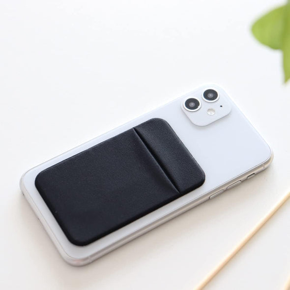 3Pack Adhesive Phone Pocket,Cell Phone Stick on Card Wallet,Credit Cards/Id Card Holder(Double Secure) with Self Sticker for Back of Iphone,Android and All Smartphones. (Black)