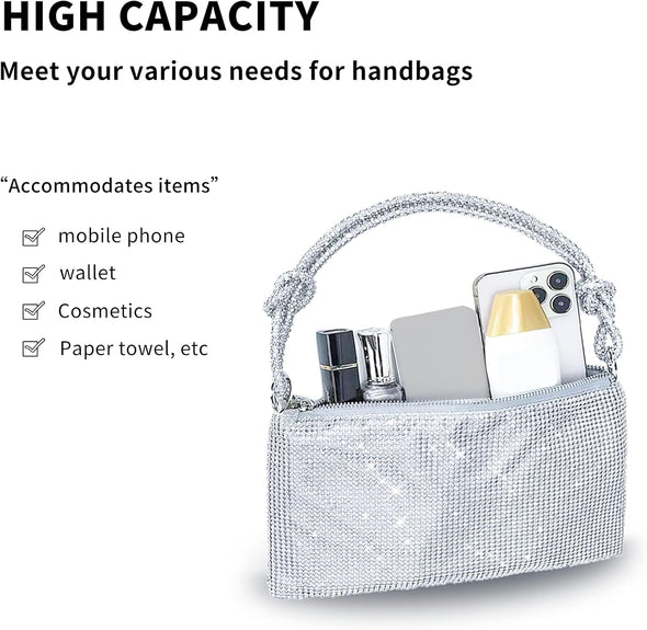 Women Gold Clutch, Rhinestone Gold Purse Wedding,Evening Clutch Purses for Women 10.2"×0.4"×6.69"