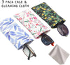 WOW DING 3 PACK Sunglasses Case, Eyeglasses Pouch for Women, Portable Leather Soft Glasses Cases with Cleaning Cloth