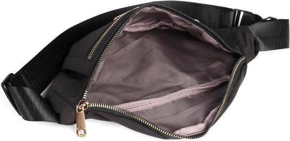 Fanny Pack Waist Pack for Women, Fashion Waist Bag with Adjustable Strap for Travel Sports Running Black
