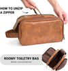 Elviros Travel Toiletry Bag for Men, Shaving Dopp Kit Water-Resistant Bathroom Small Toiletries Organizer PU Leather Cosmetic Bags