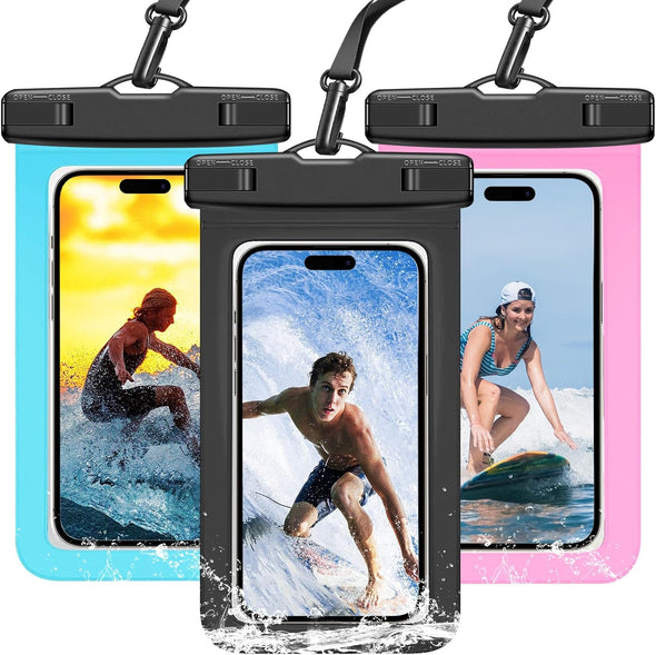 3 Pack Waterproof Phone Pouch IPX8 Universal Waterproof Case Dry Bag Phone Protector for Iphone 15 14 13 12 11 Pro Max plus XS XR X 8 Galaxy S23 S22 S21 S20 Pixel up to 7.5"(Multicolor 3)