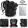 50L Military Tactical Backpack Large Day Backpack for Men Molle Army 3 Days Assault Pack Bug Out Bag Water Resistant and Heavy Duty Hiking Treeking Rucksack - Black