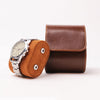 Watch Roll Travel Leather Case - Brown Single Watch Gift Box with Pillow for Men, Storage Organizer & Solid Dividers for Home Storage,Anniversary Birthday