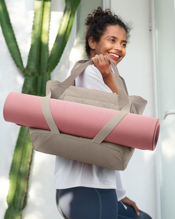 BAGSMART Tote Bag for Women with Zipper, Yoga Mat Bag Gym Tote for Travel, Work, Sport