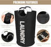 DOKEHOM 90L Large Laundry Basket, Collapsible Laundry Bag, Freestanding Tall Clothes Hamper, Foldable Washing Bin (Black)