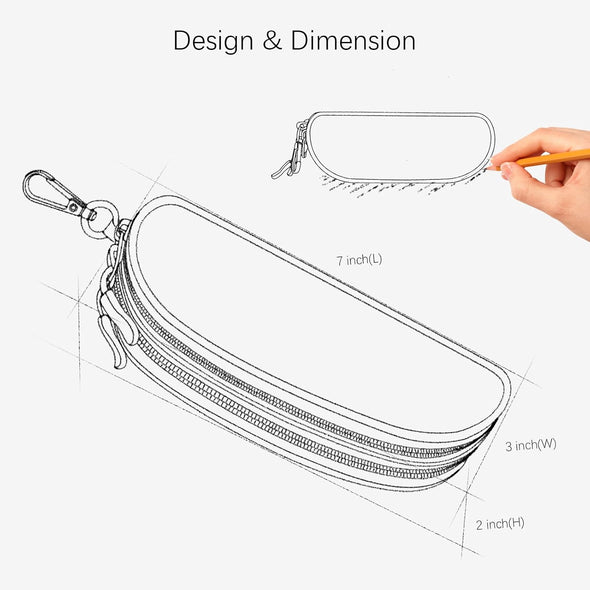 Double Eyeglasses Case Soft Portable Zipper Sunglasses Pouch with Keychain Clip for Men Women