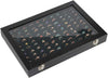 Ring Display Case Organizer Box with Transparent Lid, 100 Slots Ring Storage Display Box Case Tray Holder PU Leather Black