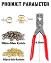 150Pcs 1/2 Inch Grommet Tool Kit, Grommet Kit, Eyelet Kit with Leather Hole Punch Pliers, 150 Metal Eyelets and Grommets in Gold and Silver for Leather, Shoes, Fabric, Belt