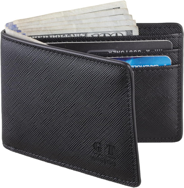 Gostwo Slim Wallet for Men Minimalist Leather ID Window Front Pocket Bifold Wallet