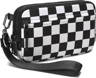 FODOKO Wristlet Wallets for Women Nylon Quilted Wallet with 4 Zippers,Travel Credit Card,Holder Cell Phone Organizer