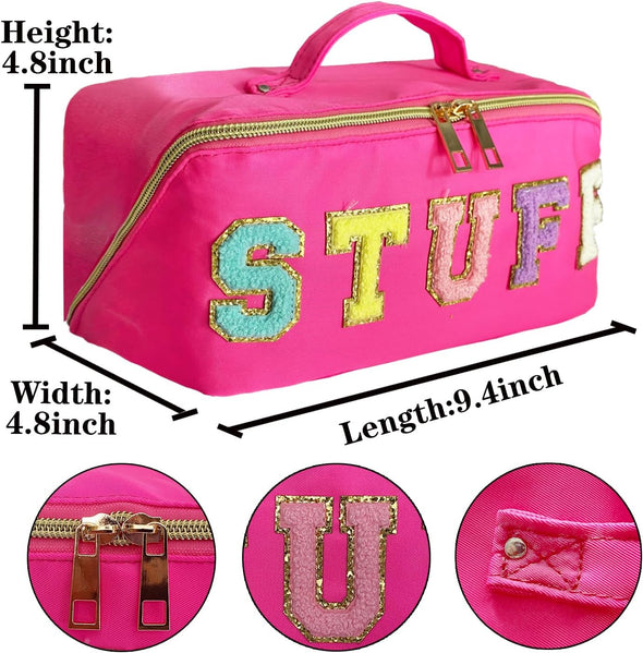 Preppy Bag Stoney Clover Makeup Bag Nylon Cosmetic Bag Stuff Makeup Bag Chenille Letter Pouch Stuff Pouch Rose Red