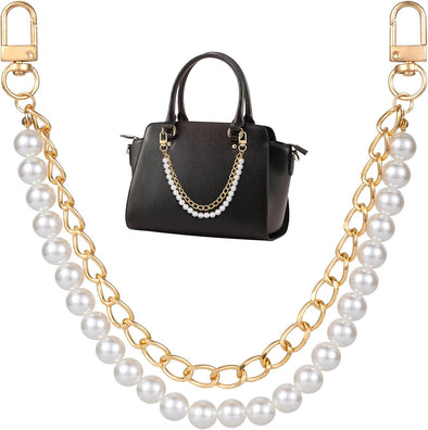 HINZIC Pearl Purse Chain Gold Handbag Straps Metal Shoulder Crossbody Bags Short Handle Replacement Charms Accessories for Women