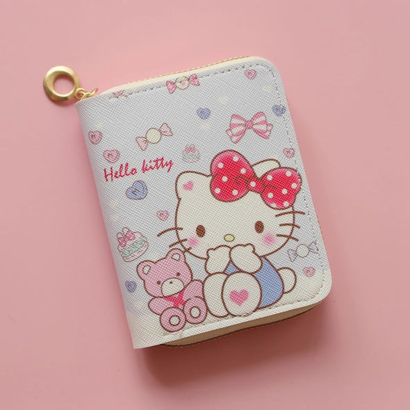 Small Wallet for Women and Girl, Short PU Leather Zipper Cute Coin Purse, 2Pce