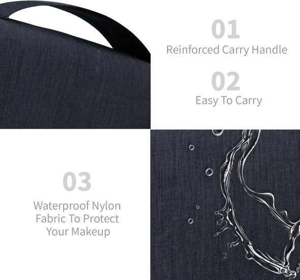 Large Capacity Toiletry Bag Travel Bag with Hanging Hook for Men and Women Waterproof Travel Cosmetic Bag Bathroom Storage Bag for Brushes Set,Full-Sized Shampoo,Toiletries,Accessories-Black