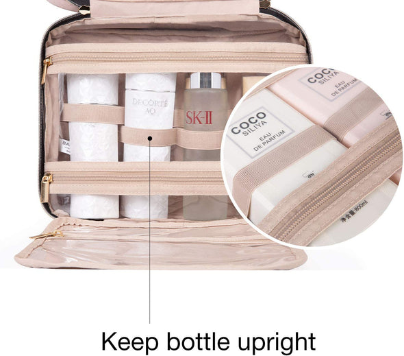 BAGSMART Large Toiletry Bag Travel Bag with Hanging Hook, Water-Resistant Makeup Cosmetic Bag Travel Organizer for Accessories, Shampoo, Full Sized Container, Toiletries