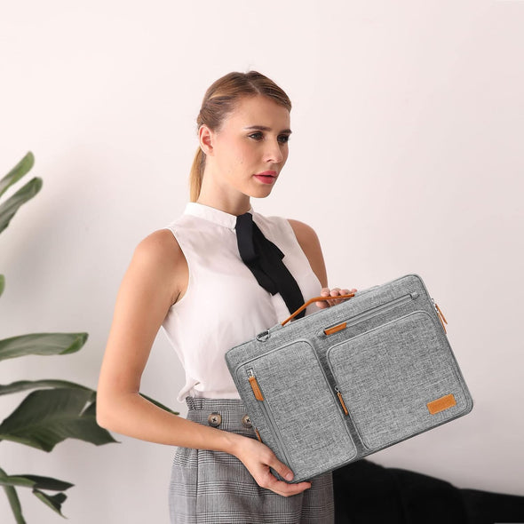 MOSISO 360 Protective Laptop Shoulder Bag,15-15.6 Inch Computer Bags Compatible with Macbook Pro 16 Inch, HP, Dell, Lenovo, Asus Notebook,Side Open Messenger Bag with 4 Zipper Pockets, Gray