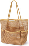 KPX Beach Bag with Mini Pocket, Beach Tote Bags for Women Large Foldable Mesh Swimming Pool Travel Bags - Sandproof