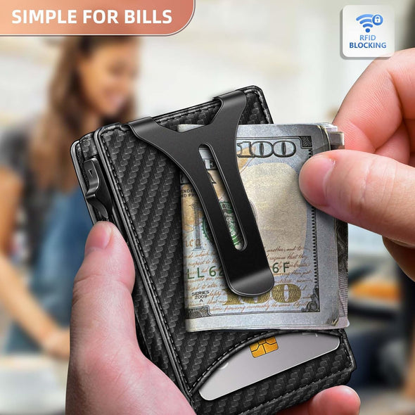 BULLIANT Men Wallet,Money Clip Wallet Slim for Gift Men 9Cards-Metal Credit Card Case in Magnetic Leather Flip