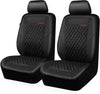 CAR PASS Quilting Leather Seat Cover Two Front Seats Only, Universal Fit Automotive Front Seat Covers Waterproof Deluxe PU Premium Vinyl Luxury for Cars Sedan Van SUV Airbag Compatible 2 Pieces,Black