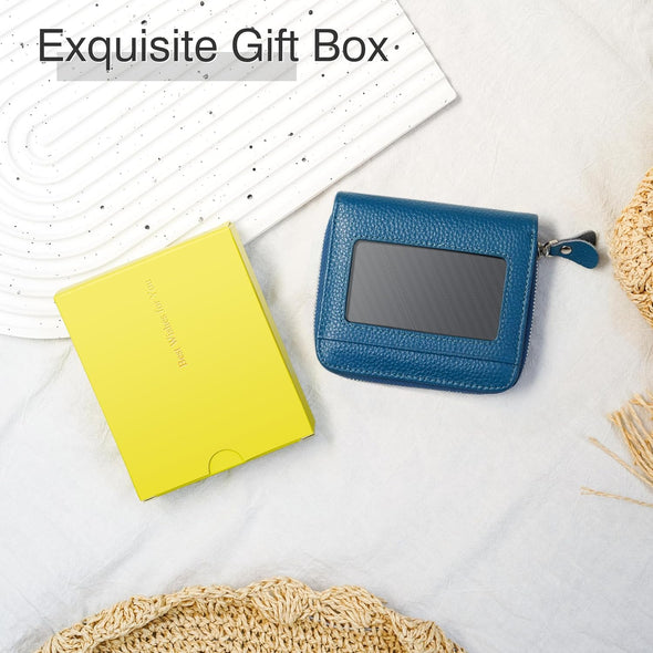 Small Wallet for Women, Genuine Leather RFID Blocking Credit Card Holder Slim Compact Coin Purse Women'S Wallets with ID Window 8 Card Slots