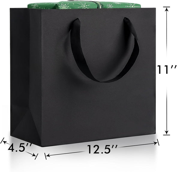 Generic Black Gift Bags with Handles: 12.5X4.5X11 Inch 6Pcs Large Paper Bags Bulk for Party Shopping Wedding Birthday