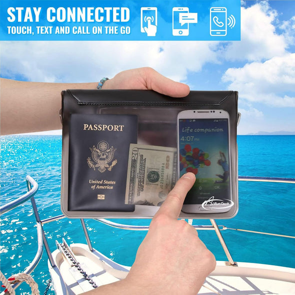 Airuntech Waterproof Fanny Pack,Waterproof Phone Pouch for Iphone 15 14 13 12 11 Pro Max,Ipx8 Waterproof Dry Bag for Snorkeling Beach Cruise Kayaking Pool Swimming(Two Phone Cases+Two Waist Bags Set)