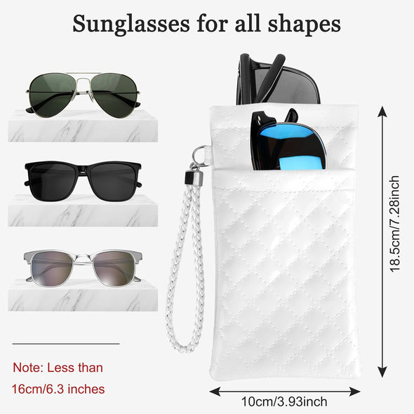 Raylove Double Eyeglass Case Glasses Case Soft with Carrying Strap Leather Eyeglasses Pouch Sunglasses Case for Women Men