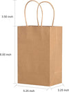 Brothersbox Small Brown Paper Bags with Handles 100PCS, 5.25 * 3.25 * 8 Inch Kraft Gift Bags Bulk for Craft Shopping Business Party Favor Retail Birthday Grocery