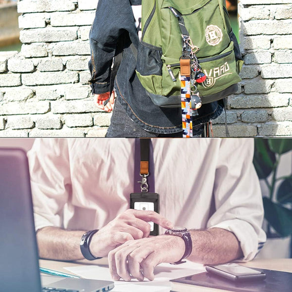 AZEAM Black Lanyard Holder with Metal Clasp, ID Badges Cool Lanyard for Men Women, Long Neck Teacher Lanyard for Card Holder Car Keys, Wallet, Key Chain