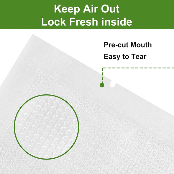 Moretoes 200Pcs Vacuum Sealer Bags, Food Saver Bags Quart 8" X 12", BPA Free, Pre-Cut Commercial Grade Vac Bags for Food Storage, Meal Prep or Sous Vide