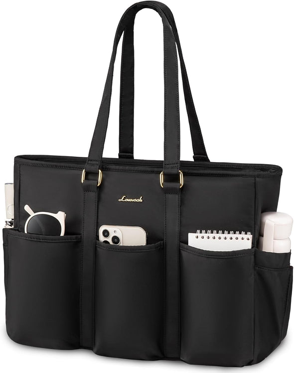 LOVEVOOK Laptop Tote Bag for Women Work, Teacher Tote Bag Nurse Bag with Large Cup Holder, Utility Professional Computer Bag for Work/Travel/College/Daily, Large Purse Handbag with Multi Pockets