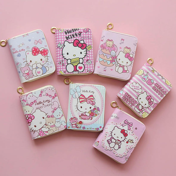 Small Wallet for Women and Girl, Short PU Leather Zipper Cute Coin Purse, 2Pce